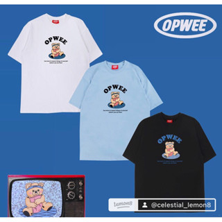 #พร้อมส่งที่ไทย สีดำ 🇰🇷💯💓#opwee เสื้อยืดสุดฮ๊อต ลายธีมน้องหมี