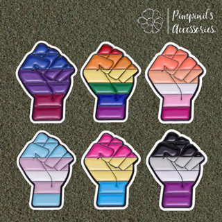 ʕ •ᴥ•ʔ ✿ พร้อมส่ง : เข็มกลัดเซ็ทกำปั้นและความหลากหลายทางเพศ | Pride Gesture Fist Enamel Brooch Pin Set.