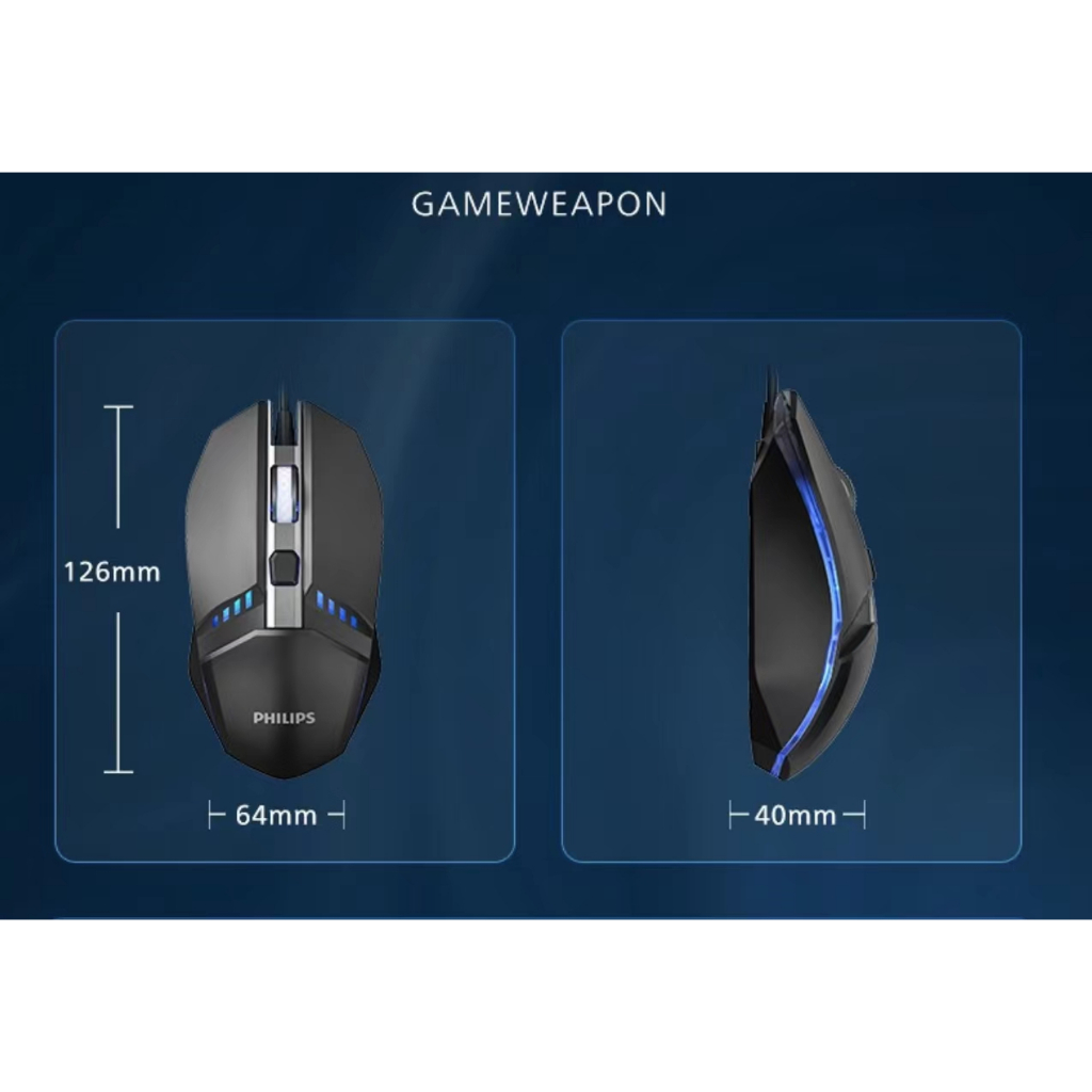 Philips SPK9401เมาส์แบบมีสาย USB สำหรับเล่นเกม แล็ปท็อปสำหรับเล่นเกม เดสก์ท็อป โฮมออฟฟิศ ธุรกิจ