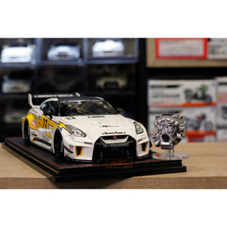 รถโมเดล 1/18 LB-Silhouette WORKS Nissan 35 GT-RR White/Yellow With Engine