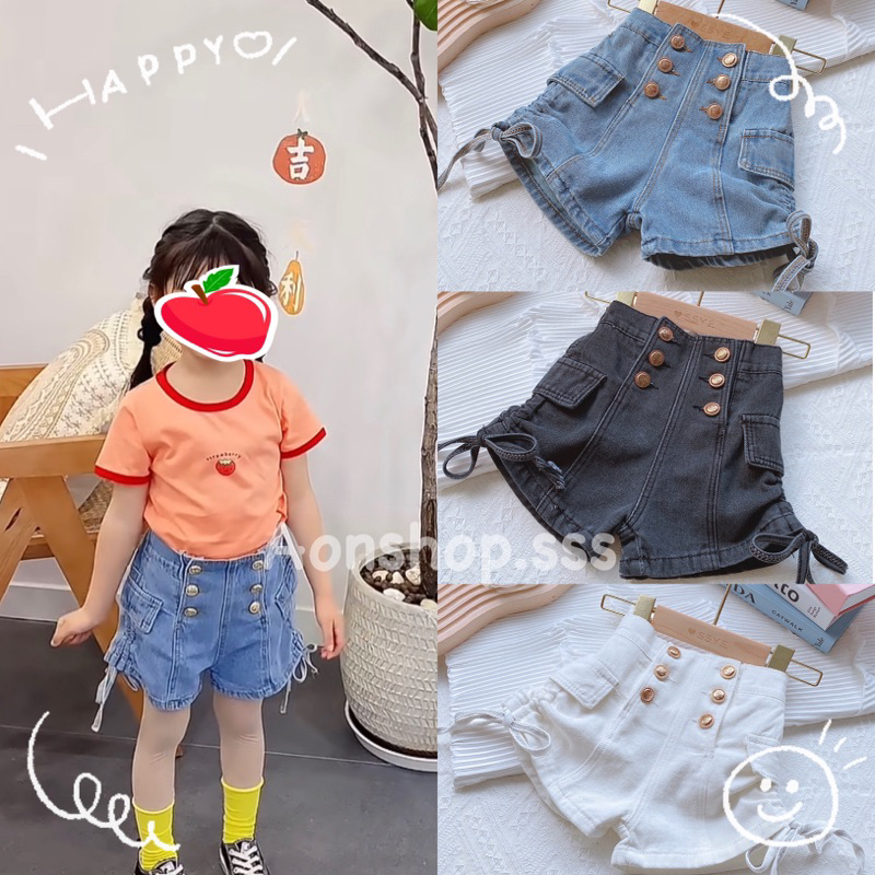 พร้อมส่ง กางเกงยีนส์เด็ก ขาสั้น รูดด้านข้าง(A1)