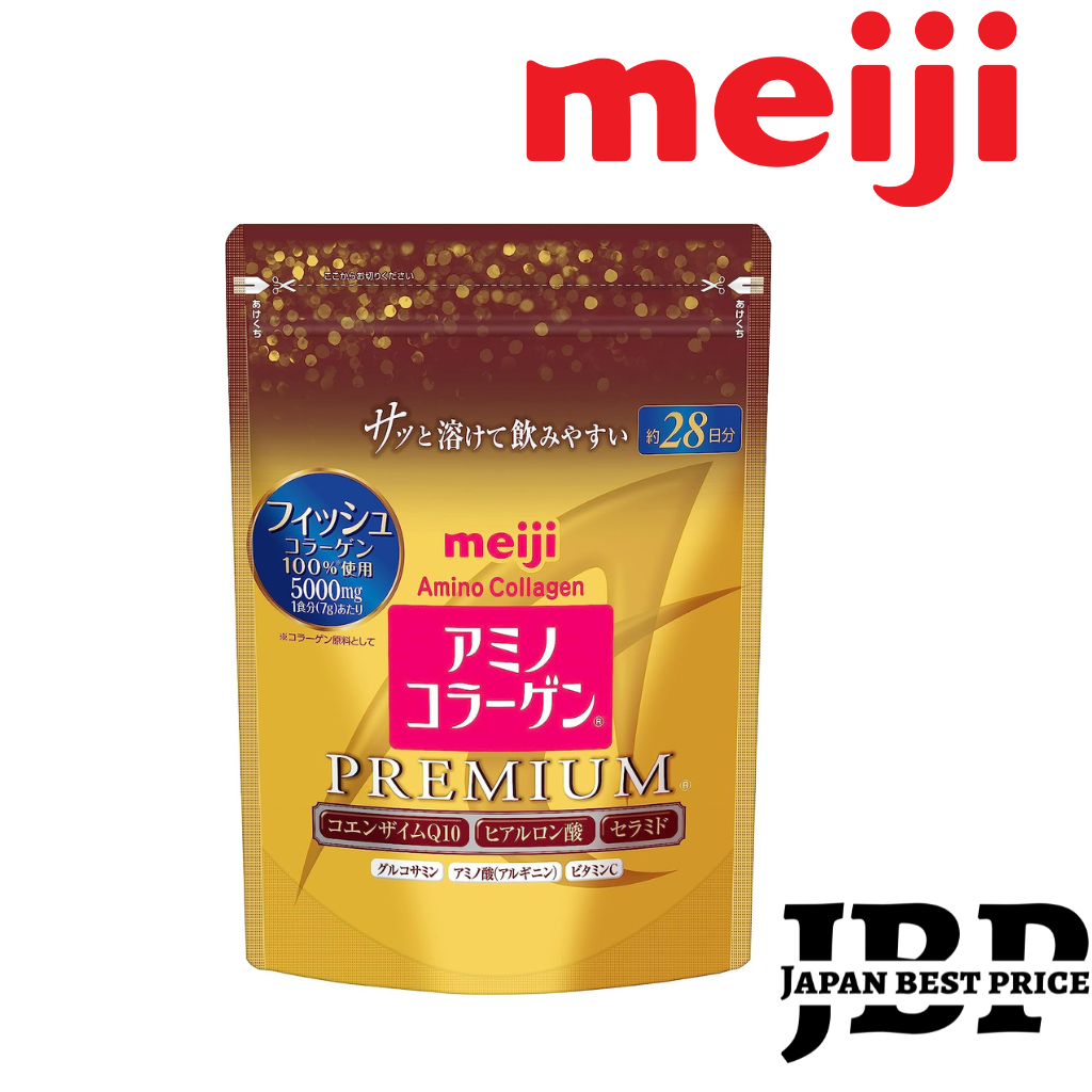 Meiji Amino Collagen premium เมจิ อะมิโน คอลลาเจน พรีเมียม สีทอง 196 g 28วัน ของแท้ จากญี่ปุ่น 🇯🇵 made in Japan