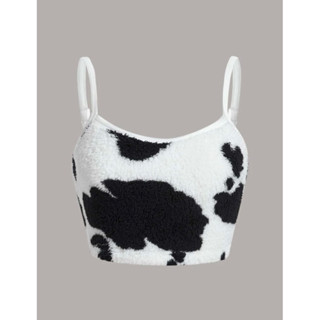 เสื้อครอป สายเดี่ยว ลายวัว🐄🐄🐄🍼