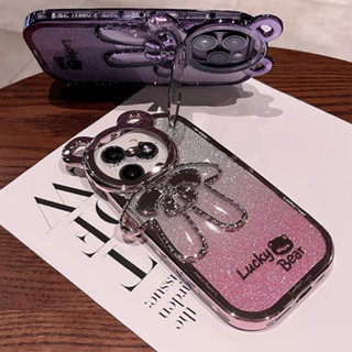 พร้อมส่ง เคสกล้องหมีกากเพชรมาใหม่ เคสส่งจากไทย สำหรับไอโฟน รุ่น  14promax-i11-i12-12promax -i13-13promax-i14-14promax