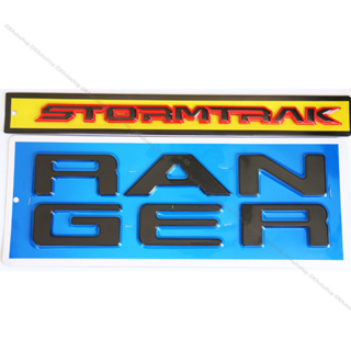 2 ชิ้น โลโก้ใหญ่ RANGER สีดำ ติดร่อง ฝากระโปรงท้าย + STORMTRAK สีดำขอบแดง สำหรับ ฟอร์ด เรนเจอร์ สตอร์มแทรค New Ford Next