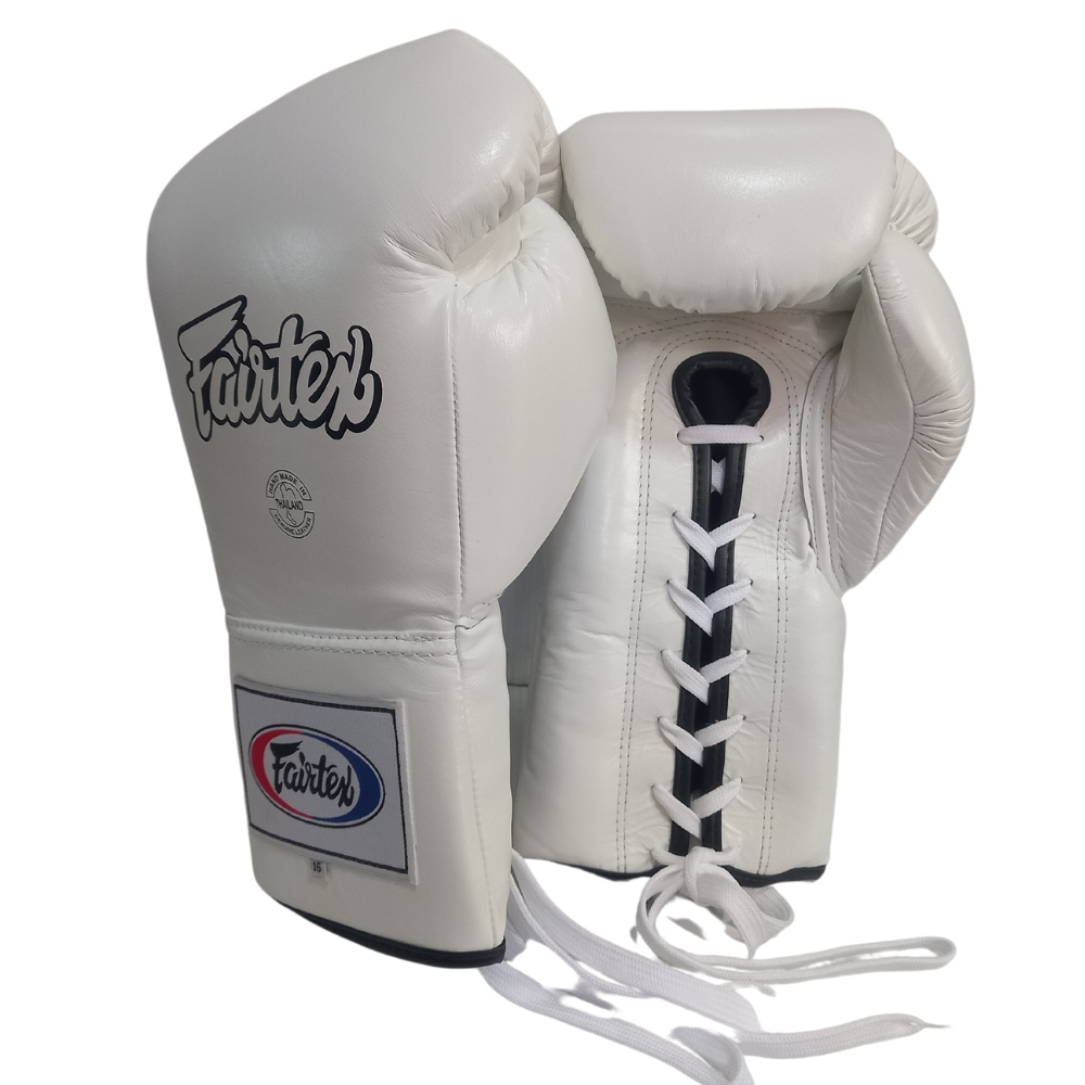 Fairtex Lace up Gloves BGL6 White Competition Gloves Pro fight MMA K1 นวมเชือกแฟร์แท็กซ์ สีเเดง ใช้สำหรับแข่งขัน