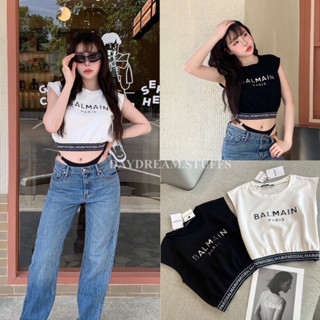 💫พร้อมส่ง💫BLM Crop Top • เสื้อครอป แขนล้ำ แบรนด์ดังสุดฮิต ดีเทลขอบเอวยางยืด ทอลายแบรนด์ ลายสกรีนโลโก้ปั๊มนูน ผ้านุ่มมาก