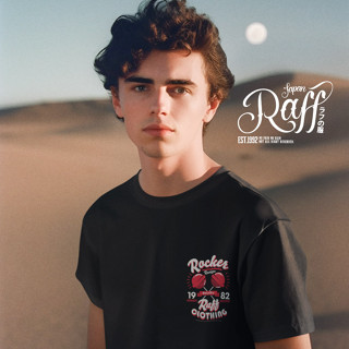 RAFF CLOTHING เสื้อยืดผู้ชาย เสื้อยืด คอกลม แขนสั้น พิมพ์ลาย