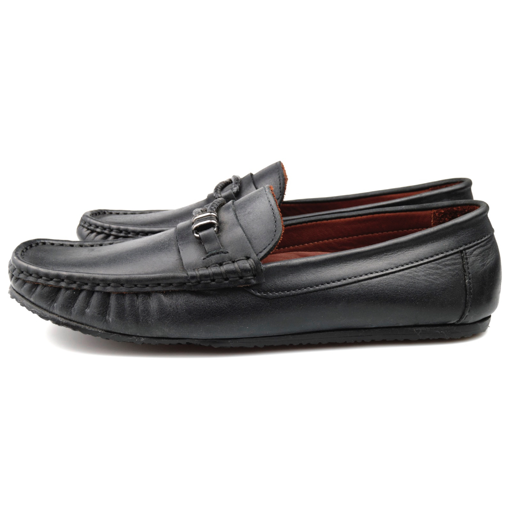 AUSTIN - Black MAVBIT braided slip on moccasin รองเท้าหนังแบบสวม casual สีดำ
