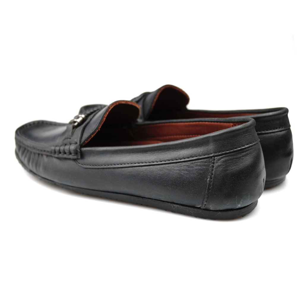 AUSTIN - Black MAVBIT braided slip on moccasin รองเท้าหนังแบบสวม casual สีดำ