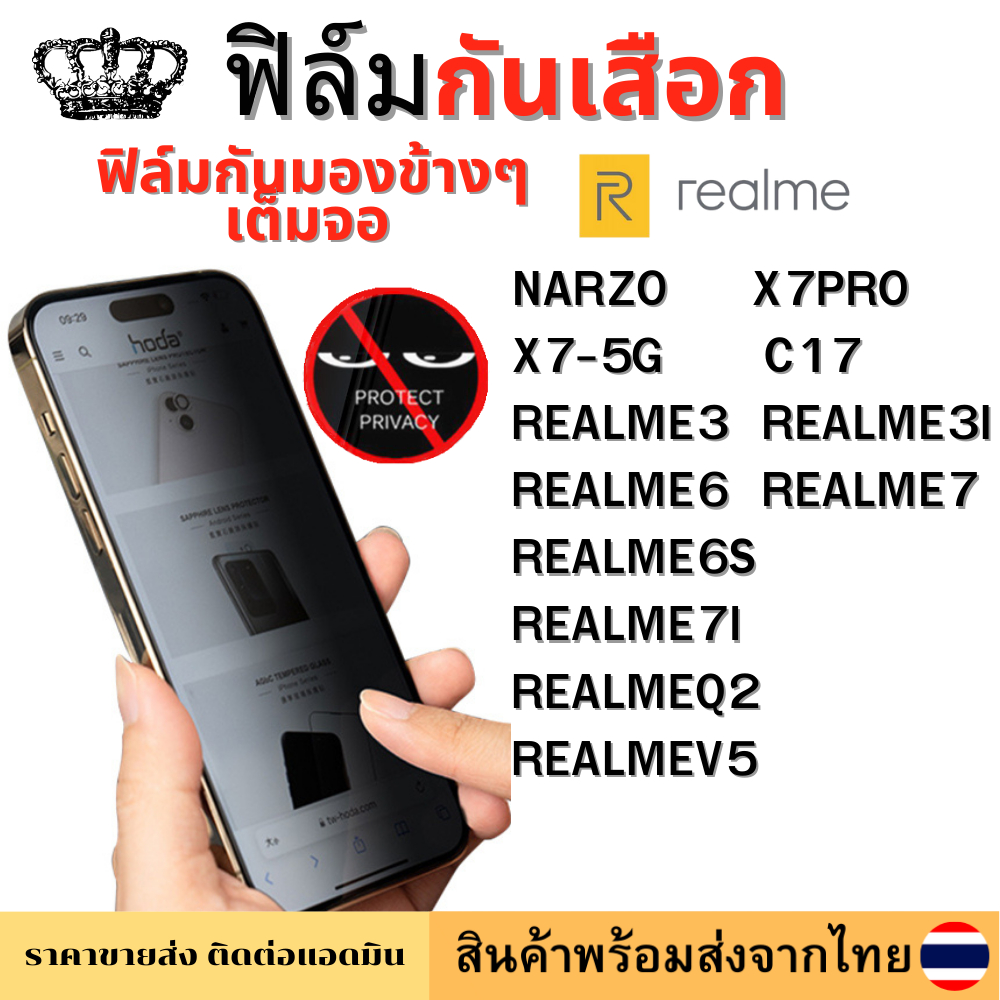 ฟิล์มกันมอง ฟิล์มกันเสือก REALME 3 REALME3I C17 REALME7I REALME6 REALME6S NARZO X7PRO X7-5G REALME7 