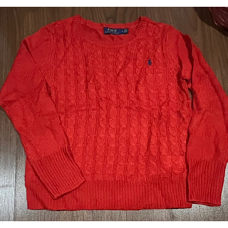 Polo Ralph Lauren classic red crew neck cable knit sweater for women เสื้อสเวตเตอร์ คอกลม แขนยาว ผู้หญิง ราล์ฟ ลอเรน