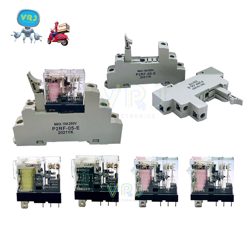 Relay G2R-1-SN 10A-5ขา ไฟ 12VDC.24VDC,110VAC,220VAC(Socket รุ่น P2RF-05-E-10A-250)มีของพร้อมส่ง