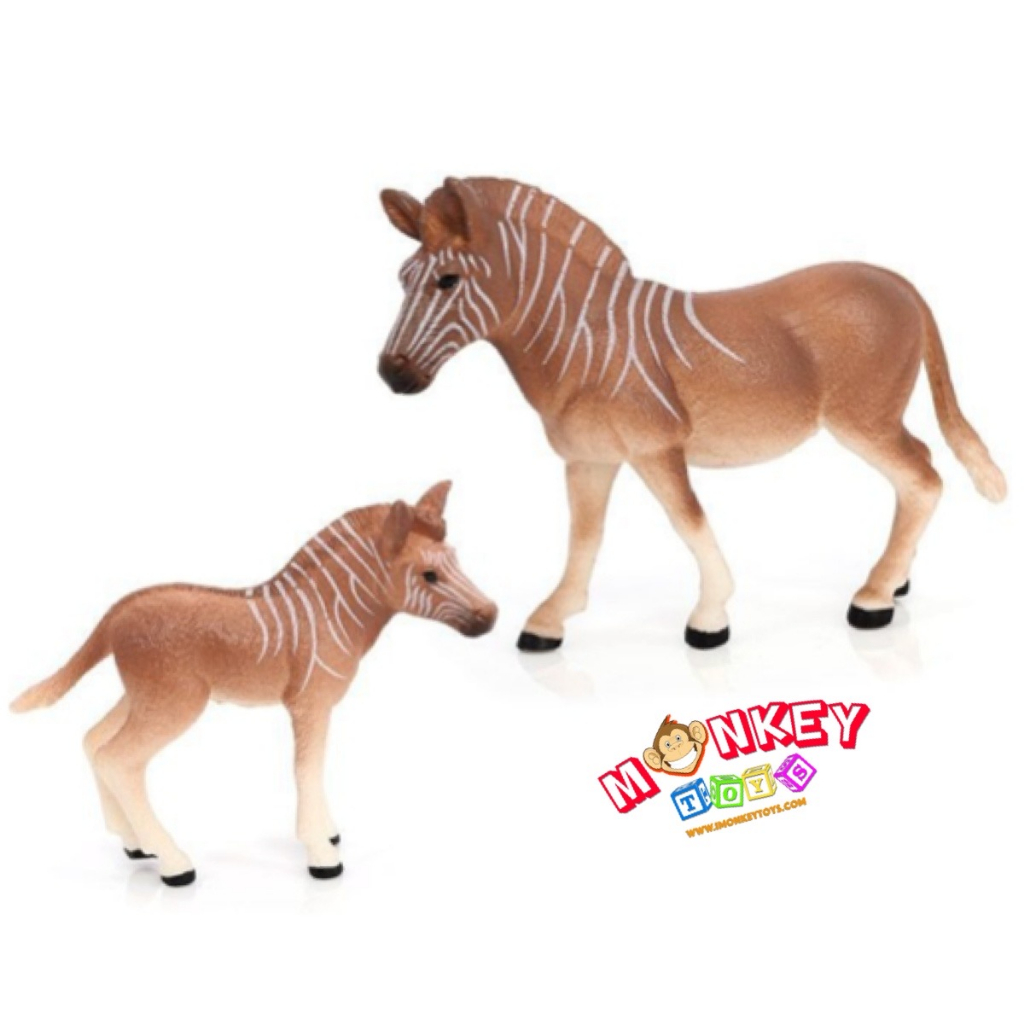 Monkey Toys - โมเดลสัตว์ Quagga ม้าลาย ควากกา ชุด แม่ลูก 2 ตัว (จากหาดใหญ่)