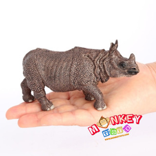 Monkey Toys - โมเดลสัตว์ แรดอินเดีย น้ำตาล ขนาด 14.50 CM (จากหาดใหญ่)