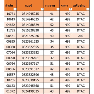 เบอร์สวย เบอร์มงคล ราคา 499 ชุดที่ 8