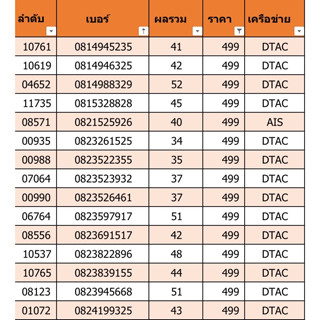 เบอร์สวย เบอร์มงคล ราคา 499 ชุดที่ 8