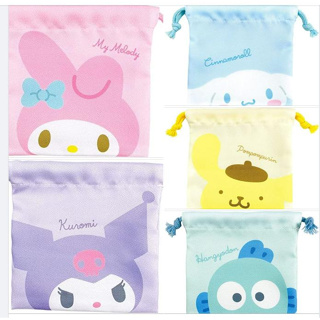 ถุงผ้ารูด Sanrio Drawstring Bag S mm ku cn pn hg Kuromi MyMelody Pompompurin Hangyodon Cinnamoroll Size is 13 x 13 cm