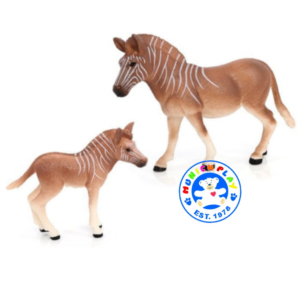 Munich Play - โมเดลสัตว์ Quagga ม้าลาย ควากกา แม่ลูก ชุด 2 ตัว (จากหาดใหญ่)