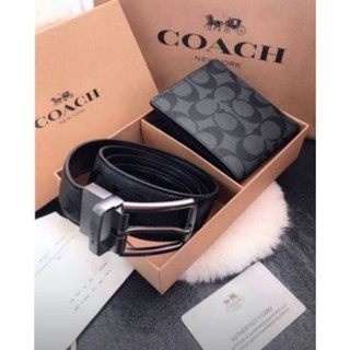 เซ็ทกระเป๋าสตางค์พร้อมเข็มขัด Coach