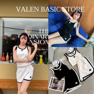 CRG set ✨ ชุดเซ็ทเสื้อแขนกุด ปักโลโก้นูนเป็นลายแบรนด์ดังเกาหลี valen