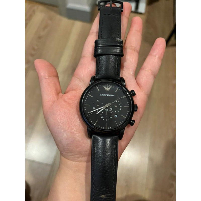 EMPORIO ARMANI นาฬิกาข้อมือผู้ชาย รุ่น AR1970 Chronograph Black Dial สีดำ(สินค้ามือสองคุณภาพดี) ของแท้ 100%