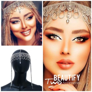 สายคาดศีรษะประดับเพชรเทียมระย้าสุดยิ่งใหญ่สวยเลอค่า