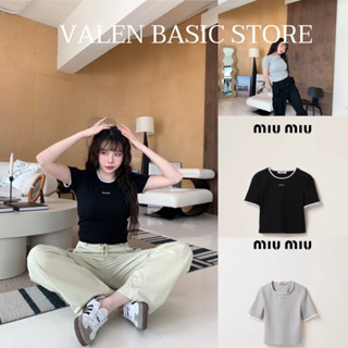 Miu crop top   ✨ เสื้อยืดทรงครอปแขนสั้น ดีเทลแต่งขอบ น่ารัก เนื้อดีมาก valen