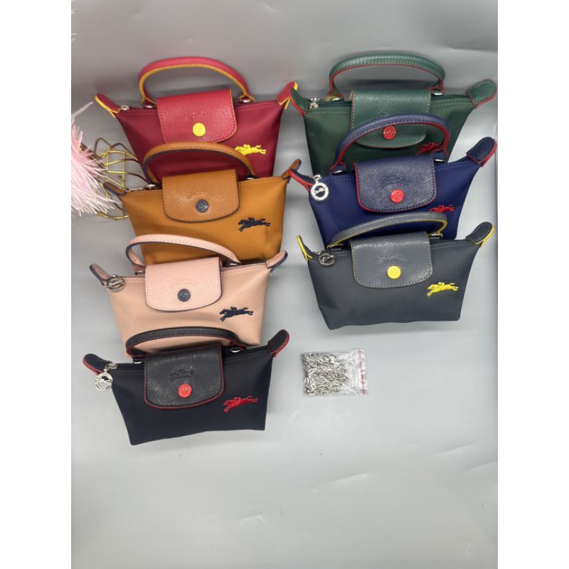 พร้อมส่ง ส่งไว กระเป๋าสะพายข้างใบเล็ก ใส่มือถือได้ทุกรุ่น สายโซ่ Longchamp มี8สี