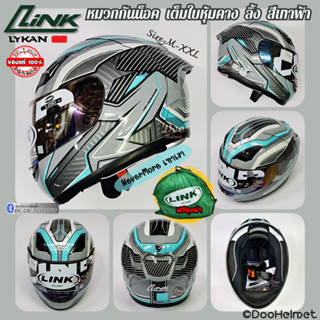 Lykan เทาฟ้า หมวกกันน็อคในเครือ Index แบรนด์​น้องใหม่ Link รุ่น Lykan  ลาย Nevermore สีเทา ใหม่ล่าสุด รองรับบลูทูธ