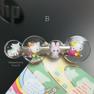 B : Hello Kitty Clear Glass, Sanrio Sanx Kamio Ribon Magazine hair clips, handmade with love &lt;3 กิ๊บหนีบผม