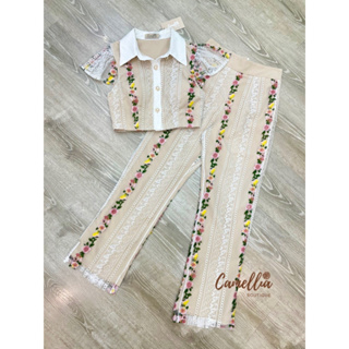 Camellia:ชุดSet เสื้อแขนระบายๆ ผ้าลูกไม(*สอบถามสต๊อกก่อนกดสั่งน๊า)