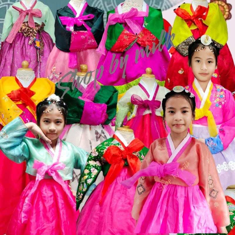 ชุดฮันบกเด็กผู้หญิง ชุดเกาหลีเด็กผู้หญิง พร้อมส่ง ถ่ายจากสินค้าจริง ชุดแดจังกึม ชุดอาเซียน ชุดนานาชาติ set 2