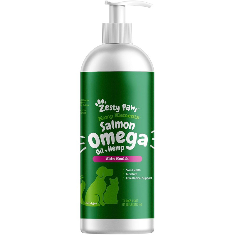 (2 Size) น้ำมันแซลมอน+Hemp Omega3 บำรุงขน สำหรับแมวและสุนัข Zesty Paws Salmon Omega Oil Hemp for Dog