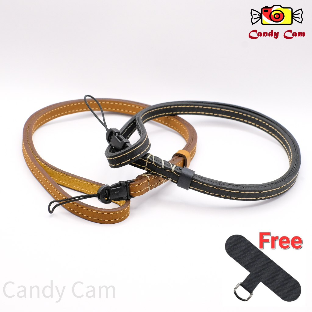 สายห้อยมือถือ สายคล้องโทรศัพท์ หนังแท้ Adapter เชือกสอด ปลดล็อกได้ ( ห้อยคอ )