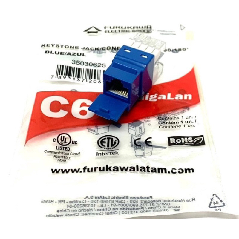 35030625  UTP MODULAR JACK T568A/B GIGALAN CAT.6 T568A/B - BLUE