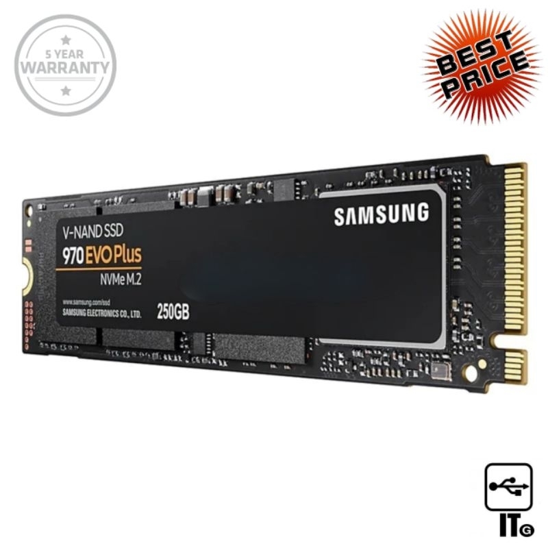 250 GB SSD M.2 PCIe SAMSUNG 970 EVO PLUS (MZ-V7S250BW) NVMe ฮาร์ดดิส ฮาร์ดดิสก์  ประกัน 5Y