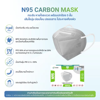 [Official] Dr. Hygiene N95 Carbon Mask หน้ากากคาร์บอนดร.ไฮจีน 5ชั้น กรองฝุ่น PM2.5 ควัน มลพิษ 10ชิ้น
