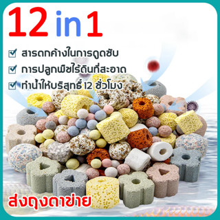 12 in 1 วัสดุกรอง วัสดุกรองตู้ปลา หินกรองรวม500g ช่วยทำให้น้ำใส พร้อมถุงซิป อุปกรณ์ปลาสวยงาม หินกรอง หินกรองตู้ปลา