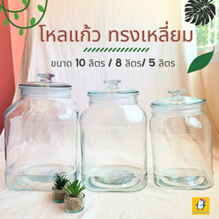 ส่งฟรี!! โหลแก้วทรงเหลี่ยม (มีหลายขนาด 5 , 8 , 10 ลิตร) โหลสุญญากาศ โหลดองเหล้า ดองยา โหลใสมองเห็นด้านในชัดเจน ฝาปิดสนิท