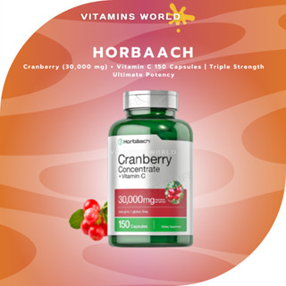 ดูแลผิวพรรณ Horbaach Cranberry (30,000 mg) + Vitamin C 150 Capsules | Triple Strength Ultimate Potency (V.646)