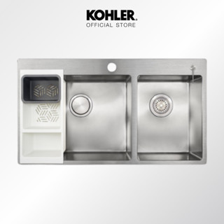 KOHLER Ladena 2 bowls kitchen sink อ่างล้างจานสเตนเลส 2 หลุม รุ่นลาเดน่า K-23846X-2HD-NA