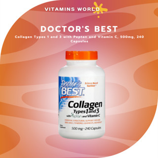 Doctors Best, Collagen Types 1 and 3 with Peptan and Vitamin C, 500mg, 240 Capsules (V.240)