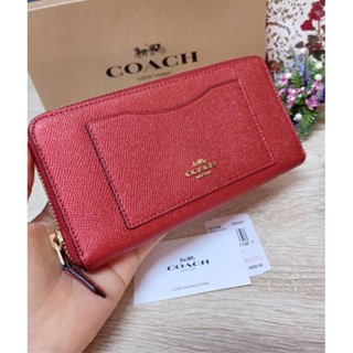 ♥️❤️กระเป๋าสตางค์NEW  Coach WALLET สีแดงเมทัคลิคสีจริงสวยมากนะคะ ใส่เงินเฮงแน่นอน