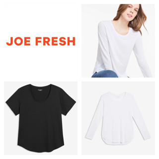 Joe Fresh เสื้อยืดคอกลม แขนสั้น/เเขนยาว ผู้หญิง สีขาว ผ้านุ่มบาง ใส่สบาย