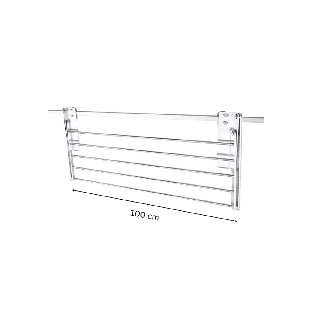 PFH ราวตากผ้าแขวนขอบระเบียง พับเก็บได้ ขนาดใหญ่ 1 m.อุปกรณ์ยึดแน่นแข็งแรง ราวสแตนเลสแท้ ไม่เป็นสนิม - รูปที่ 2