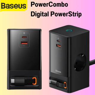 Baseus หัวปลั๊ก รางปลั๊กไฟดิจิทัล คอมโบ 3AC+1U+1C+ พับเก็บได้-C 65W พร้อมอะแดปเตอร์พาวเวอร์  หัวชาร์จเร็ว ปลั๊กไฟ