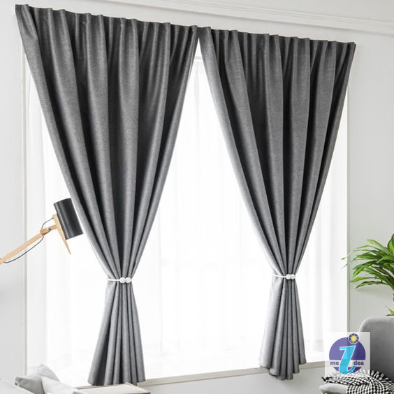 ผ้าม่านตีนตุ๊กแกขนาด 2 เมตร พร้อมอุปกรณ์ครบชุดติดตั้งได้เอง ผ้าม่านสำเร็จรูปหน้าต่างประตูกันแสง