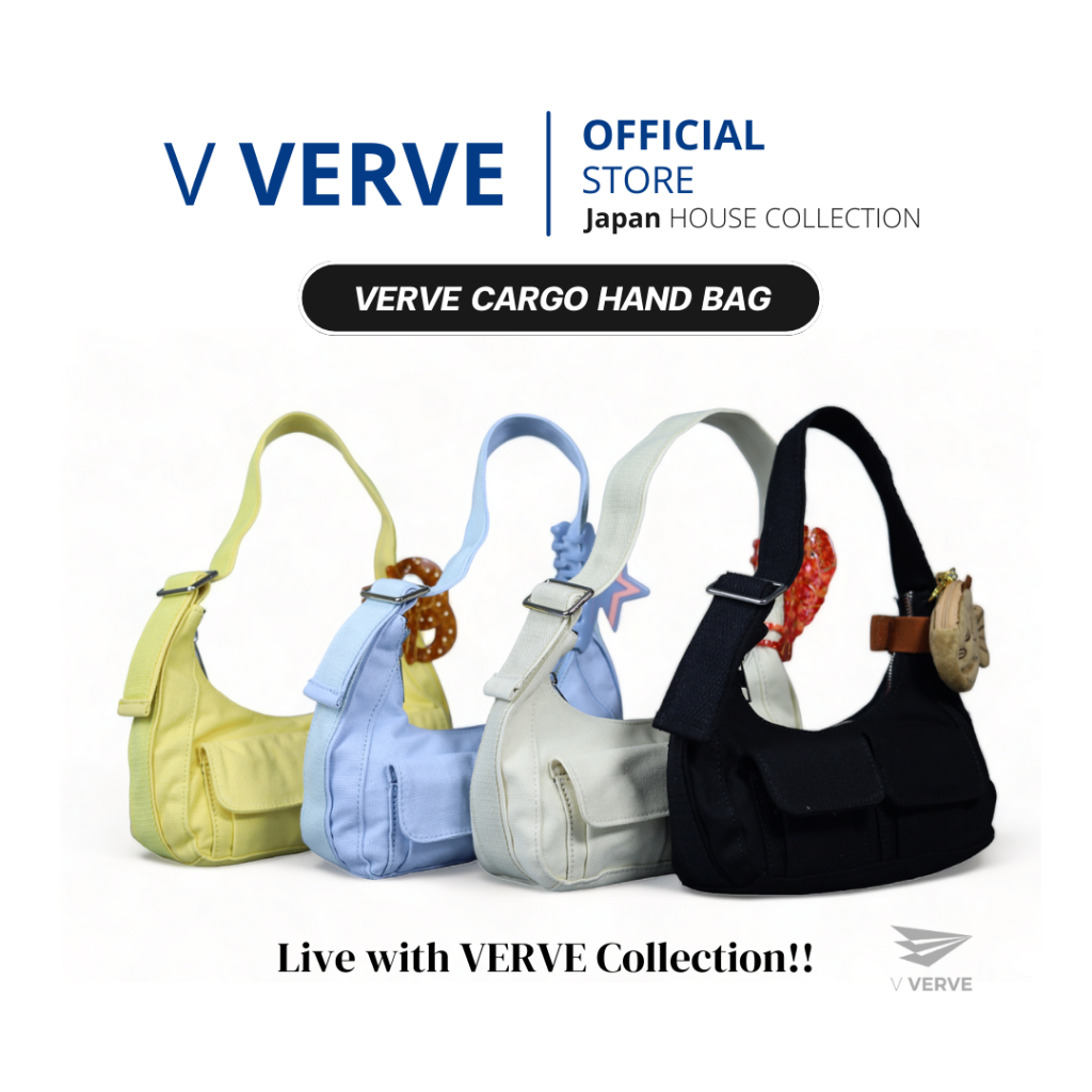 VERVE - กระเป๋าทรงพระจันทร์เสี้ยว Live with VERVE Collection. สะพายไหล่ ผ้า Canvas คุณภาพสูง Cargo s