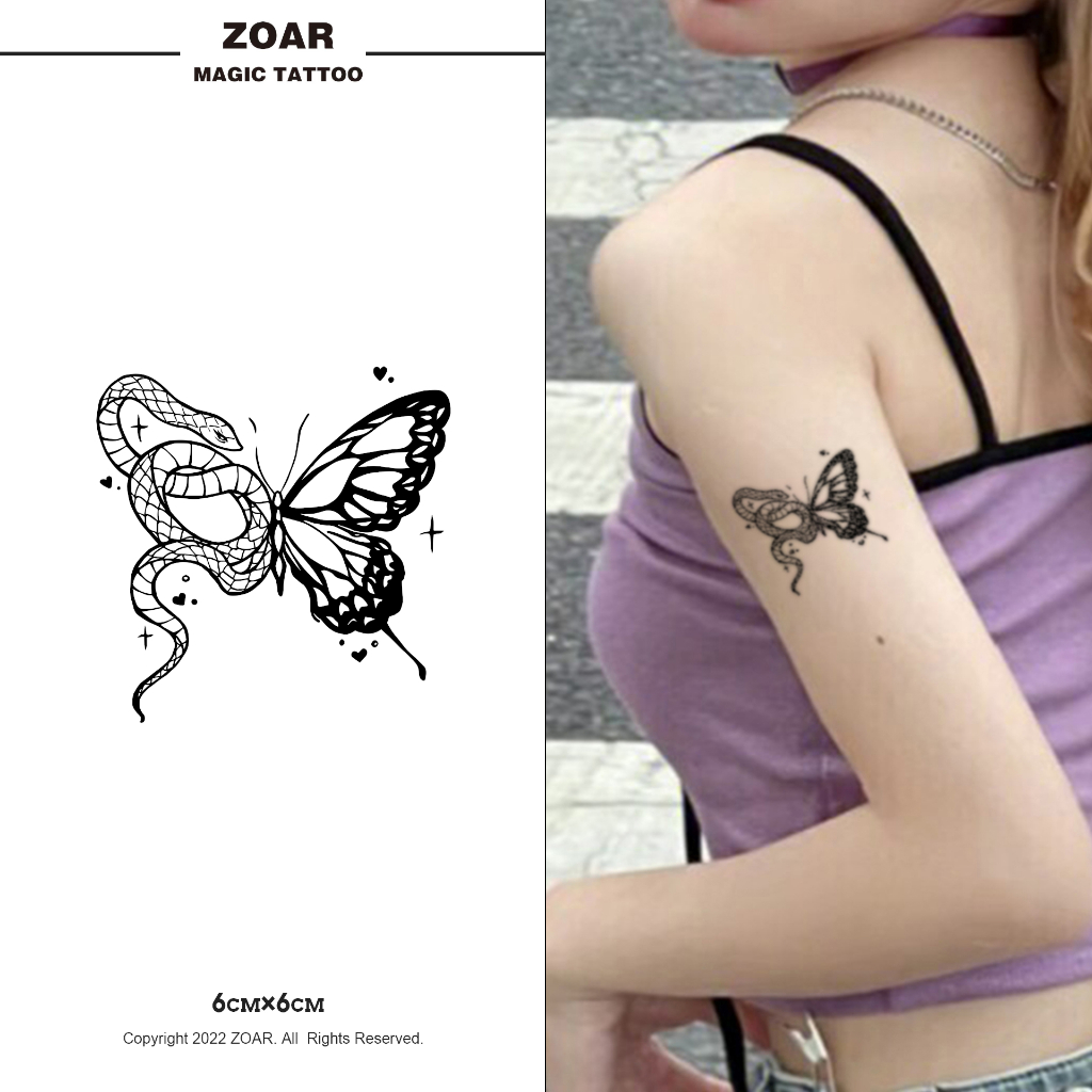 ZOAR พร้อมส่ง A002Magic tattooสติ๊กเกอร์รอยสักสมุนไพร  ชุดผีเสื้อ กันน้ำ กันรอย ยาวนาน กึ่งถาวร แสดงสี เหมือนจริง